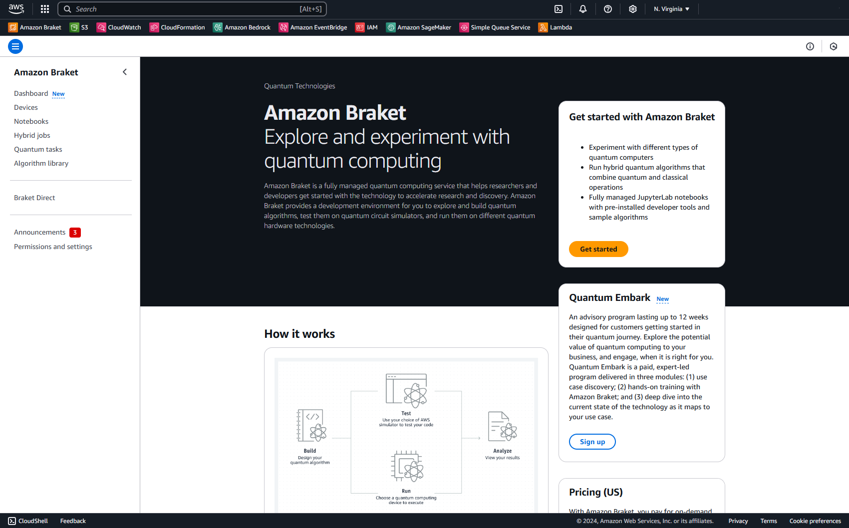 Figure 1 – Navigate to the Amazon Braket homepage and select Quantum Embark. Fill out a simple form and a member of our team with reach out with next steps.